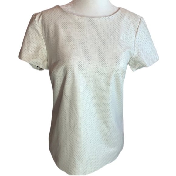 MICHAEL Kors Perforated Vegan Leather Tee Top Blouse Size S - Picture 3 of 10